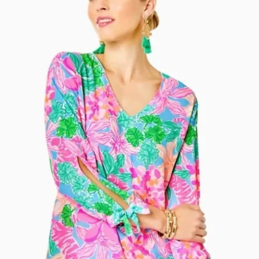 Lilly Pulitzer Pamala Pink and Green Floral Blouse XS